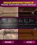 Leather And Vinyl Recoloring Balm In Pure Black For Sofas Chairs And Car Seats Restores Faded Surfaces Before and After