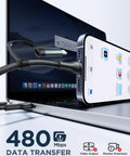 4 In 1 Charging Cable Set 6.6 Foot Nylon Braided 60W Fast Charge Cord MFi Certified Lightning USB C To USB C USB A To Lightning All In One Cable For iPhone iPad Galaxy MacBook And More 2 Pack Durable Multi Device Charger, black braided cable with Lightning and USB-C ends