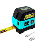 Tough 2IN1 Green Laser Tape Measure 262FT Digital Distance Meter showing laser and retractable 16FT tape, durable ABS housing.