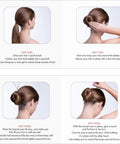 Step-by-step guide for creating a bun using the All In One Bun Kit For Easy Updos Includes Two Hair Nets Fifteen Three Inch Pins Ten Two Inch Pins Six Bobby Pins Four Elastic Hair Ties And A Step By Step Bun Guide For Quick Grab And Go Flawless Styles.