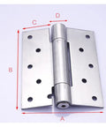Stainless Steel Spring Door Hinge Set Two Way Open Auto Close Built Tough Heavy Duty 4 5 6 Inch DIY Install For Wood Or Aluminum Doors Ultra Quiet Close Modern Simple And Quick Hinge with measurement guidelines.