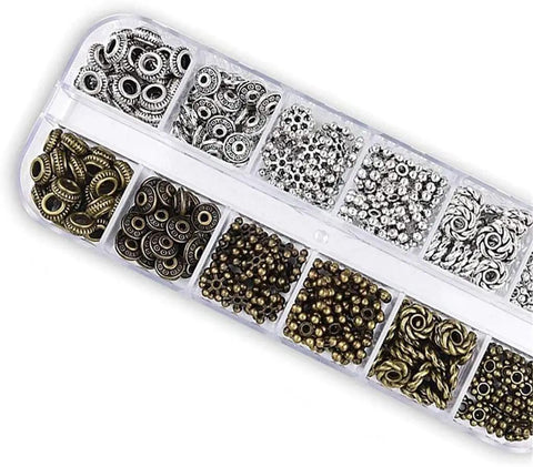 Totally Snazzy Bulk Silver Spacer Bead Collection Featuring Six Wild Shapes Like Daisy Gear Bicone And Flower Charms Crafted For Kicking Off Epic Bracelet Necklace Or Earring Crafting Sessions Today