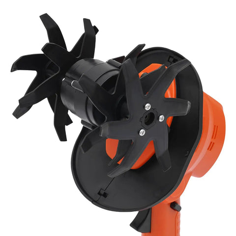 Close-up of tines on Cordless Mini Tiller With Five 1500mAh Batteries And Fast Charger, 235RPM Handheld Cultivator