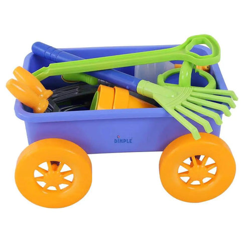 Garden Wagon And Tools Toy Set For Kids 15 Pcs Outdoor Sand Beach Play Set Toddlers 1 3 in blue and green, with colorful tools inside