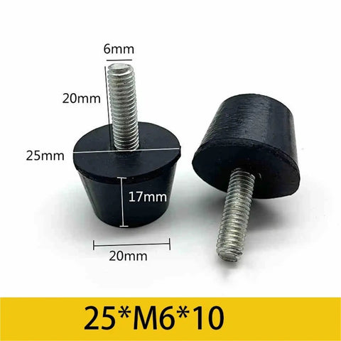 Rubber Adjustable Leveling Feet With Screws M6 M8 M10 For Tables And Chairs, 25xM6x20, detailed screw measurements shown