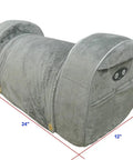 Carepeutic Contoured Leg Rest Wedge With Vibration Massage And Heat, 24x12x12 inches, soft grey fabric, ergonomic design with side pockets.