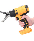Cordless Rechargeable Hot Air Gun With Two Speed Temp Controls And Four Nozzle Set For Paint Stripping Shrink Wrap Fitting Thawing Fast Heating Handheld Electric Tool held in hand, showcasing ergonomic design.