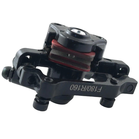 Close-up of Beefy Aluminum Alloy Disc Brake Caliper Control Unit for Rear Wheel 160mm Rotor Includes 2 Screws Heavy Duty Caliper.