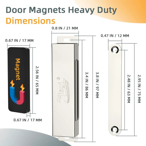 4 Pack Heavy Duty Magnetic Cabinet Door Catches With 90Lb Hold Stainless Steel dimensions and size measurements