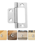 12 Piece Stainless Steel Cabinet Door Hinges Set Quiet Flush Self Closing For Wardrobe And Office Use 51x25x1.2mm White Nickel Non Mortise