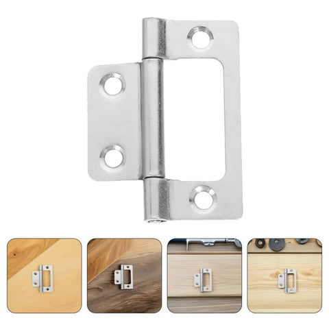 12 Piece Stainless Steel Cabinet Door Hinges Set Quiet Flush Self Closing For Wardrobe And Office Use 51x25x1.2mm White Nickel Non Mortise