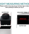 Diagram of Square Adjustable Furniture Leveling Feet Inserts 50x50mm Four Pack showing measuring method for proper fit.