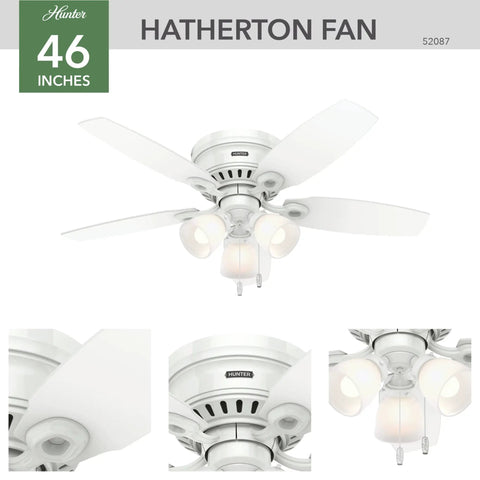 Low Profile Indoor Ceiling Fan With LED Light And Pull Chain Control Dope Multi Speed Reversible Motor for living room and bedroom