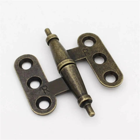 Rock Solid 4 Pair 2.5 Inch Metal Antique Furniture Hinges For Cabinets Closets And Wardrobes with round and square holes.