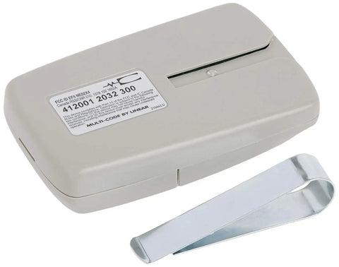 Multi-Code 2-Channel Visor Transmitter For Gates And Doors, 1024 Codes Per Channel, 300 MHz Compatible, Soft Gray Finish