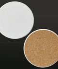 144 Pcs Round Coaster Blanks 4.25 Inch Ceramic Tiles With Cork Backing, view of front ceramic and back cork side