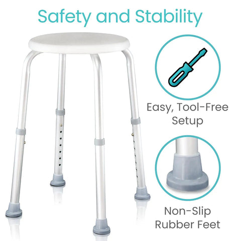 Shower Stool For Inside Bath Small Adjustable Plastic Round Non Slip Tub Seat Chair Waterproof for safe shower use