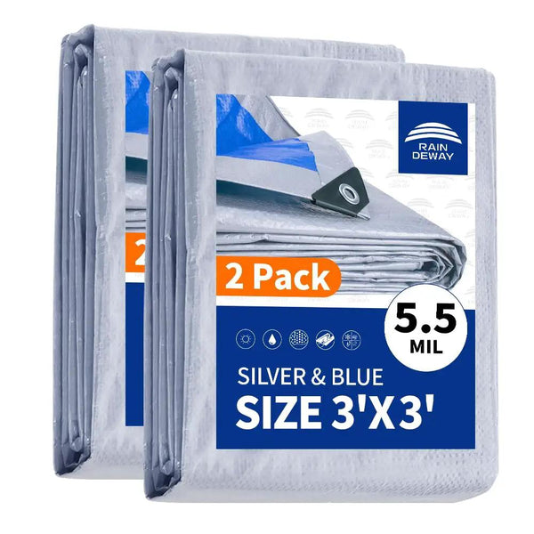 3x3 Ft Waterproof Tarp Pack Of 2, Durable Cover ✓