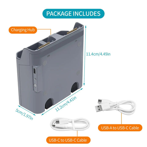 Two-Way Drone Charger Hub For DJI Air 3S And Air 3 Batteries, Fast Charge And Storage Mode, with USB cables included