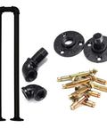 Gold U Shaped Stair Handrail Features No Sweat Install And Dang Sturdy Wrought Iron Construction To Deliver Hefty Support For Outdoor Decks Entryways And Steps Providing Kid Friendly Senior Assistance Any Day components including black pipes, fittings, and screws.