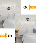 4-Light LED Vanity Light With Crystal Wall Sconces And Acrylic Shade For Bathroom Over Mirror, White Chrome Finish