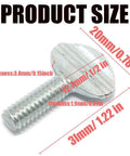 Close-up of a zinc plated carbon steel thumb screw, dimensions highlighted, 20 Pack Zinc Plated Carbon Steel Thumb Screws 1/4 Inch 20 Thread by 3/4 Inch Knurled Knob Bolts Heavy Duty Hardware Fasteners Rust Proof And Built Tough For Garage And Shop Upgrades No Sweat Install Strong Grip Every Time.