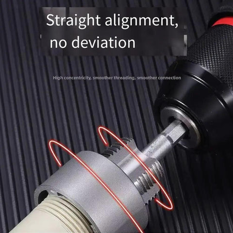 Dual Function Pipe Threading Tool For PVC PPR MPP Pipes, Alloy Steel Internal External Thread Cutter, Drill Ready, No Fuss, 63mm And 65mm Sizes For Quick Plumbing Repairs And Leak Free Joints, pipe threading close-up