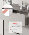 Black 5 Inch Edge Finger Cabinet Pull on white drawer with ergonomic design, aluminum alloy, set of 10 for kitchen cabinets and furniture doors.