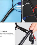Black Spiral Cable Organizer Sleeve That Keeps Chewers Away, Coiled Wire Wrap For Pet Protection in use