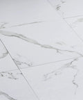 Close-up view of 30 Pack White Vinyl Peel And Stick Floor Tiles 12x12 Inch Thick Self Adhesive Marble Look Waterproof Flooring