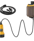 Cordless Submersible Water Transfer Pump With 528 GPH Flow, hose and power pack, compatible with Dewalt 20V Max Battery.