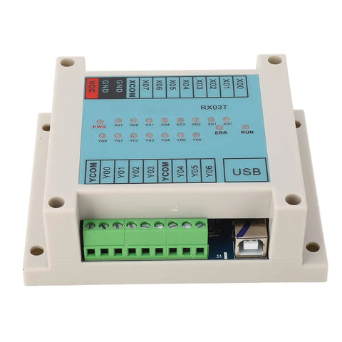 Top view of a Programmable Logic Controller PLC Position Switch for 12V to 24V Systems with visible circuit connections and USB port