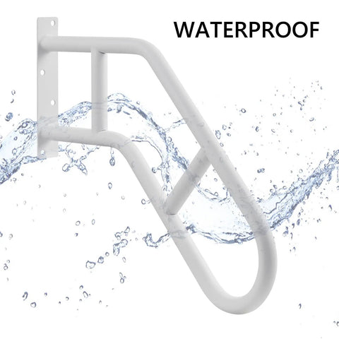 Heavy Duty Solid As A Nail U Shape Hand Rails For Outdoor Steps And Elderly Safety Rated Up To Eight Hundred Pounds with waterproof feature.