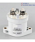 Hardcore 500 Amp Automotive Contactor Relay For 12V To 24VDC Systems white 500A switch with terminals for trucks.