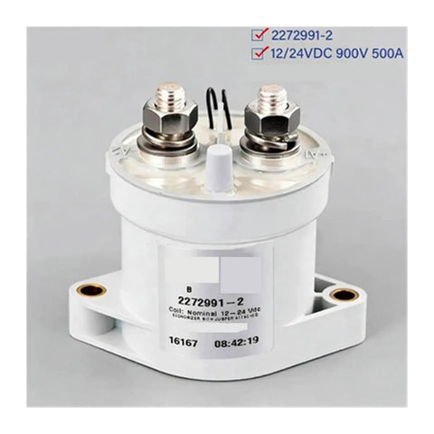 Hardcore 500 Amp Automotive Contactor Relay For 12V To 24VDC Systems white 500A switch with terminals for trucks.