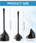 Heavy Duty Toilet Plunger Eight Piece Set Featuring Rock Solid Suction And Ergonomic Handles To Knock Out Stubborn Clogs Fast Without Any Sweat For Busy Households Across America, size details with measurements.