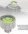 Chiyyak Camera Spirit Level for DSLR and Mirrorless Cameras Compact Stainless Steel adjustable spirit level showing precise calibration in use.