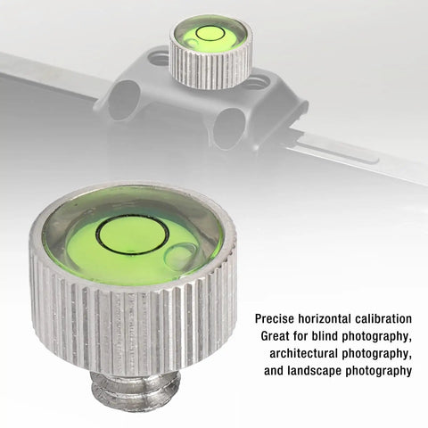 Chiyyak Camera Spirit Level for DSLR and Mirrorless Cameras Compact Stainless Steel adjustable spirit level showing precise calibration in use.