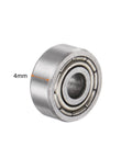 Pack of 25 623ZZ deep groove ball bearings, 3mm bore 10mm OD 4mm thickness, carbon steel double-shielded ABEC3 ball bearing side view.