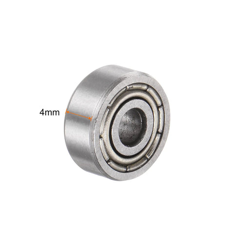 Pack of 25 623ZZ deep groove ball bearings, 3mm bore 10mm OD 4mm thickness, carbon steel double-shielded ABEC3 ball bearing side view.