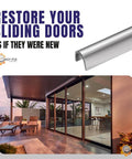 Stainless Steel Patio Door Track Cover For Sliding Glass Doors, Easy Fix For Worn Tracks, Durable, Six Feet Long, Fits 1/4 Inch Gaps