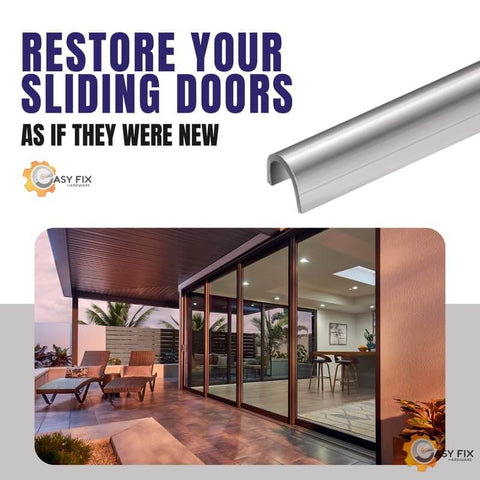 Stainless Steel Patio Door Track Cover For Sliding Glass Doors, Easy Fix For Worn Tracks, Durable, Six Feet Long, Fits 1/4 Inch Gaps