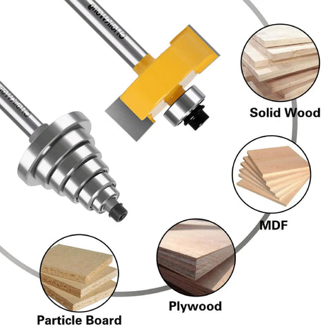 Quarter Inch Shank Rabbet Router Bit With Six Bearings Built Tough For Smooth Clean Rabbets Carbide Tipped With Interchangeable Bearings Set