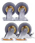 Heavy Duty Caster Wheels Rated For Over Eleven Hundred Pounds Ideal For Flatbed Carts And Trolleys set of four with swivel mounts