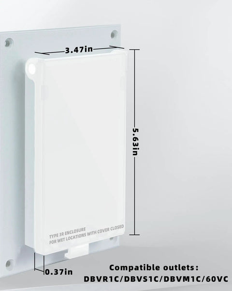 Extra Heavy Duty Electrical Box Replacement Cover Built Tough As Nails For All Day Rain And Sun Type 3R weatherproof enclosure dimensions 3.47in x 5.63in.