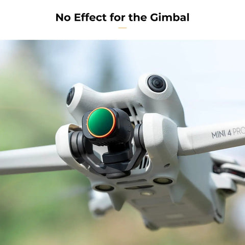 DJI Mini 4 Pro drone with Adjustable ND Filter Set For DJI Mini 4 Pro One To Five Stops ND2 To 32 VND, no gimbal effect