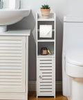 Toilet Paper Holder Stand No Drill PVC Portable For Small Bathrooms In Apartments And Rentals next to toilet