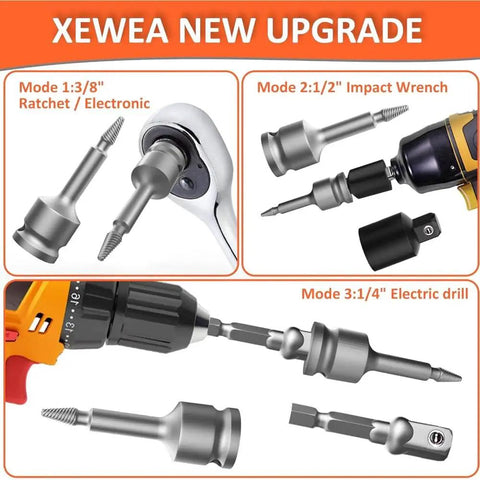Premium Anu Limen Screw Extractor Set Kills Stripped Broken Bolts Easy! 9 Piece 3/8 Drive Chrome Moly Killer Kit For Damaged Studs And Threads, 3/8" and 1/2" drill use