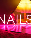 LED Neon Nail Sign Pink Lights For Nail Spa Beauty Salon Studio USB Powered 5V Dimmer Switch 15.75 Inch Indoor Wall Art Decor