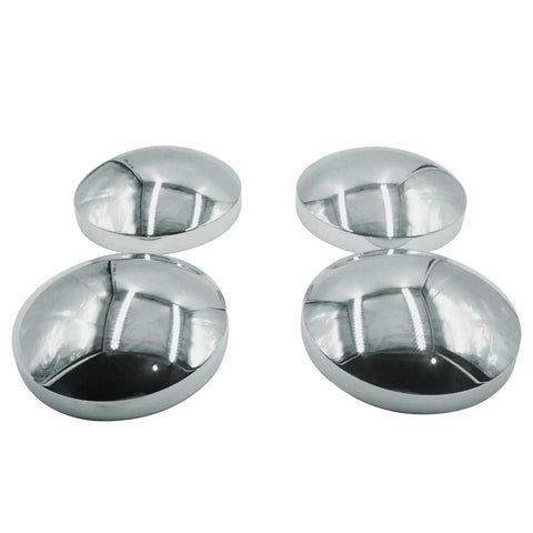 Rear Wheel Hub Cap Covers For Semi Trucks 8 Inch Dome Style Beefy Chrome Finish 4 Pack With 8 Inch Outer Diameter And Three Point Five Inch Height Fits Eight And A Half Inch Axle With Five Eighth Inch Inner Studs Compatible With Kenworth Peterbilt
